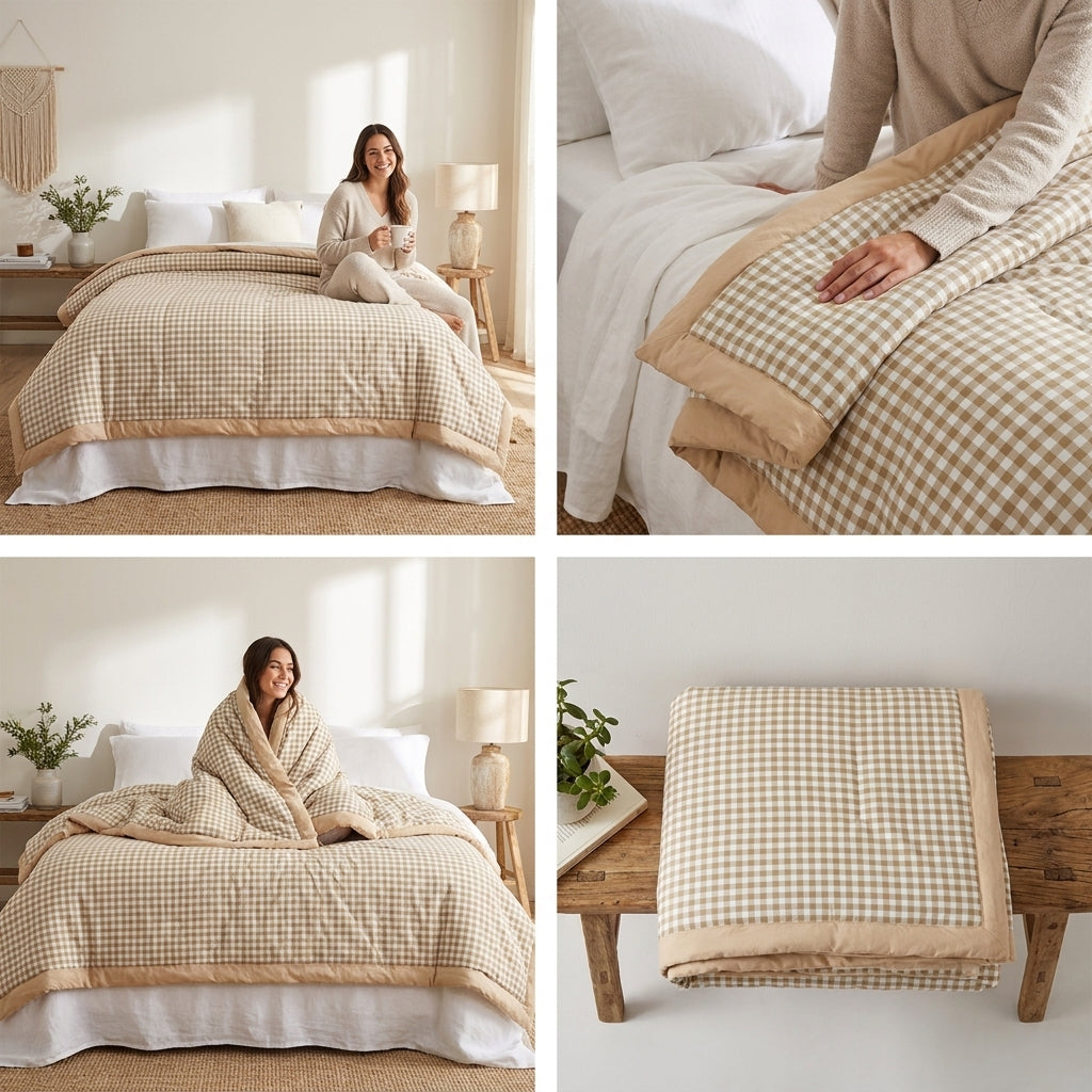 ✨ Check Mate AC Comforter – Ultra Soft King Size Comfort ✨ Product Code :- 55B175RKEH