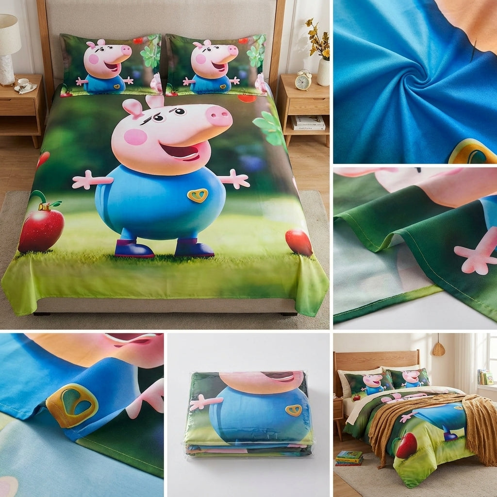 Kids Digital Printed Bedsheet Set – King Size (108 x 108 Inches)