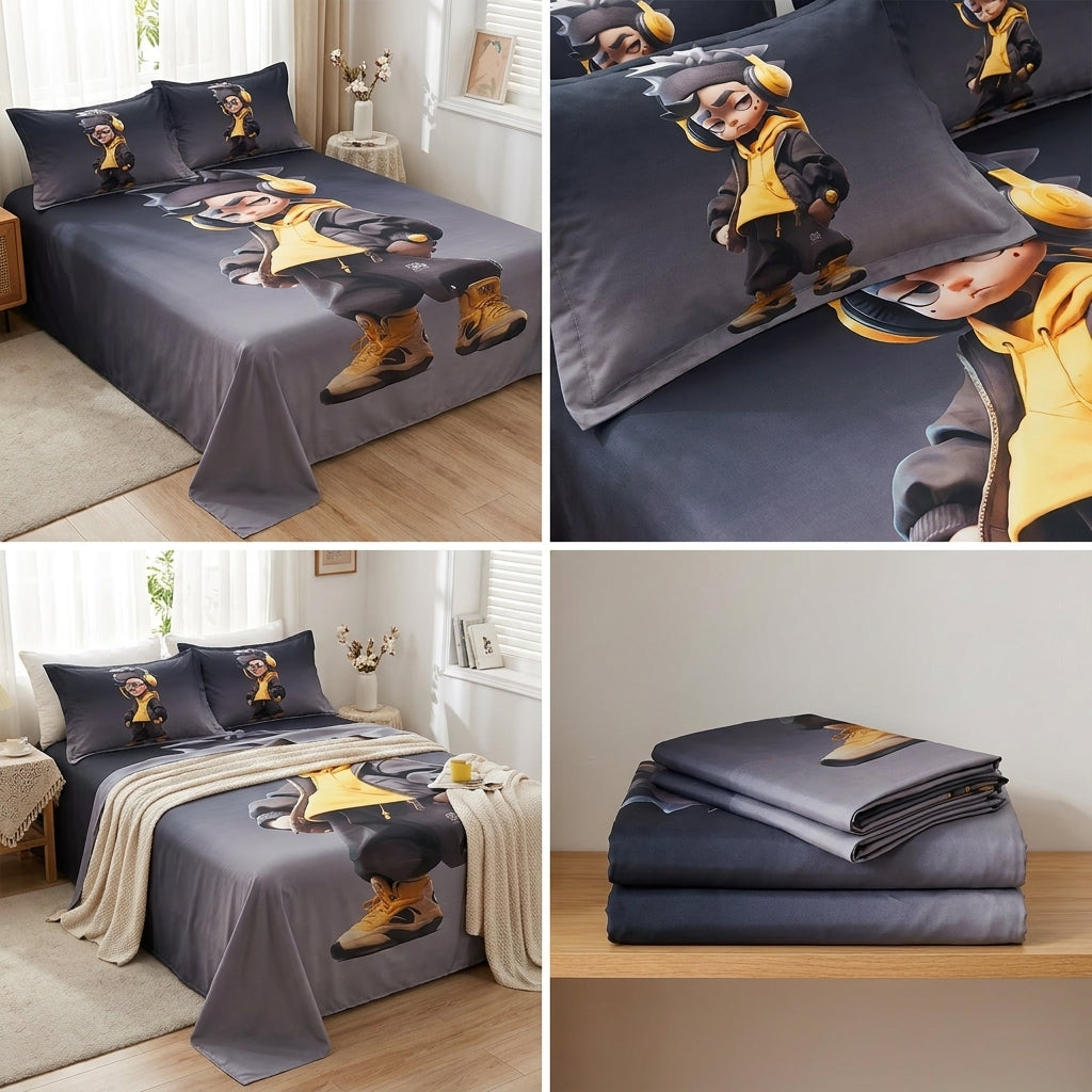 Kids Digital Printed Bedsheet Set – King Size (108 x 108 Inches)
