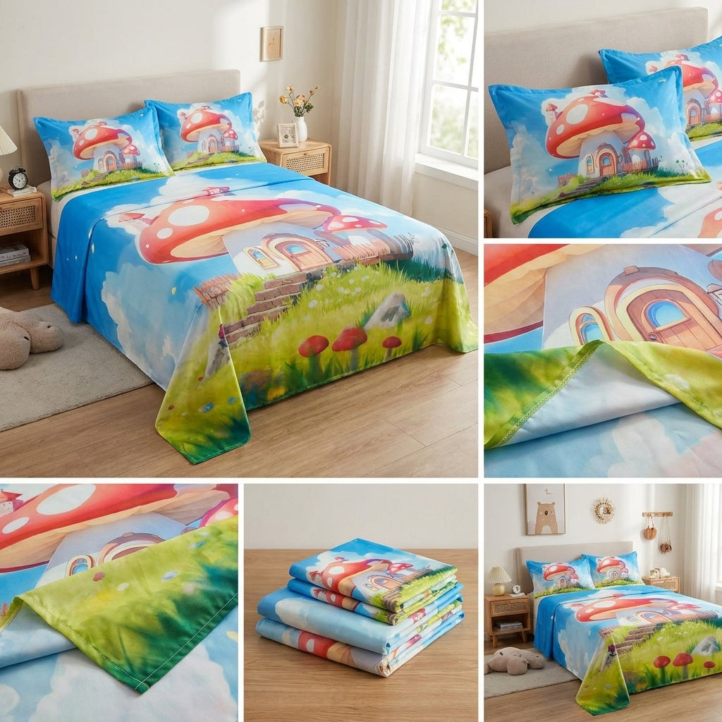 Kids Digital Printed Bedsheet Set – King Size (108 x 108 Inches)