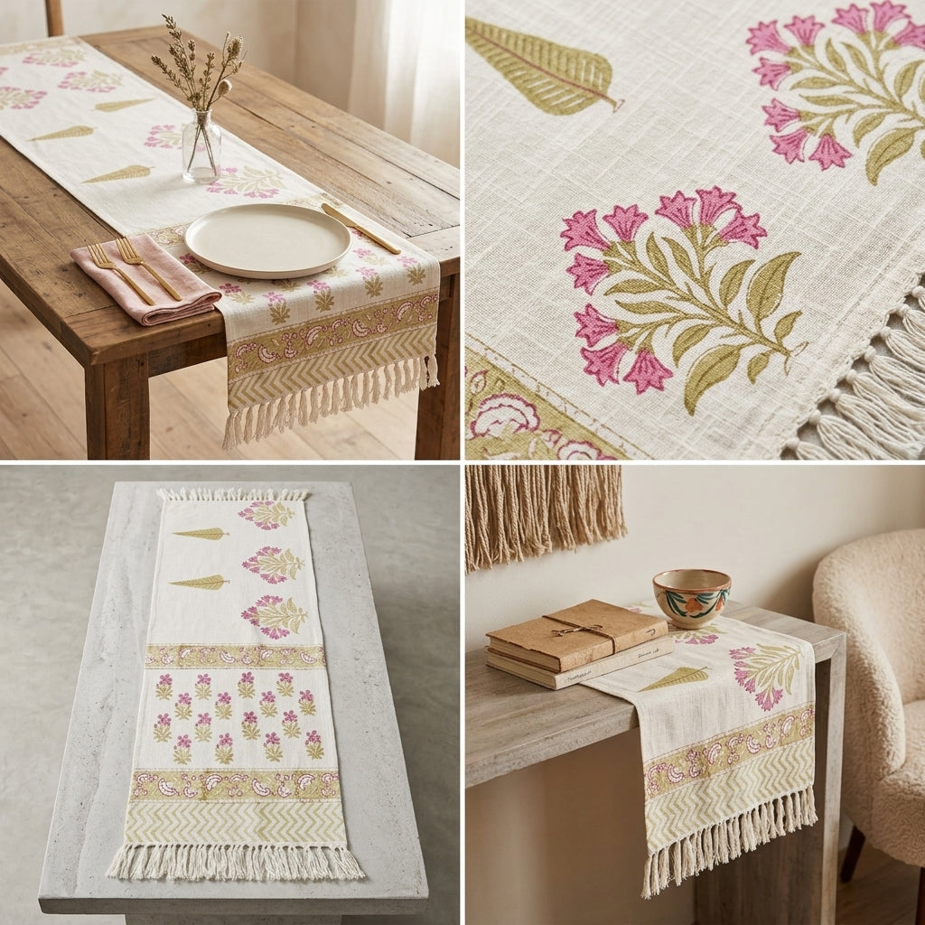 Jute Table Runner with Tassels – 16 × 72 Inches