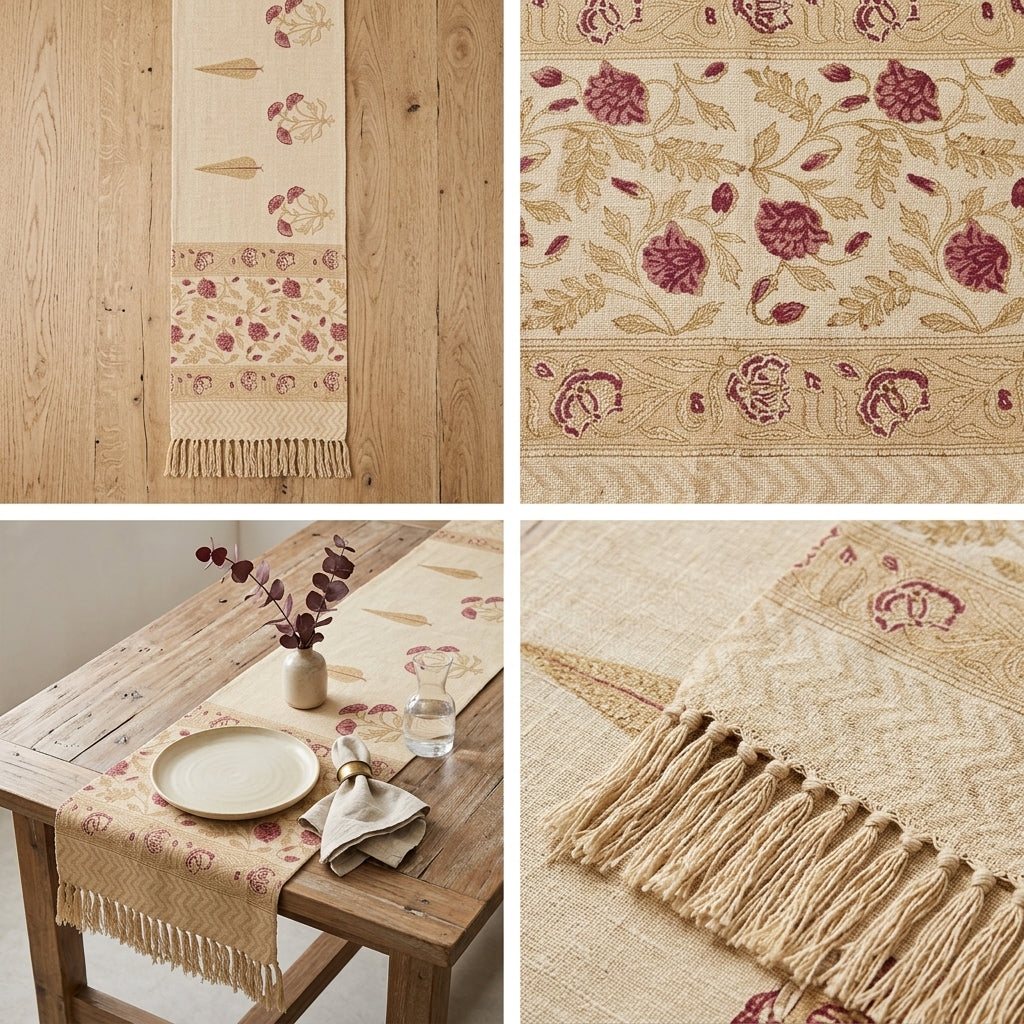 Jute Table Runner with Tassels – 16 × 72 Inches
