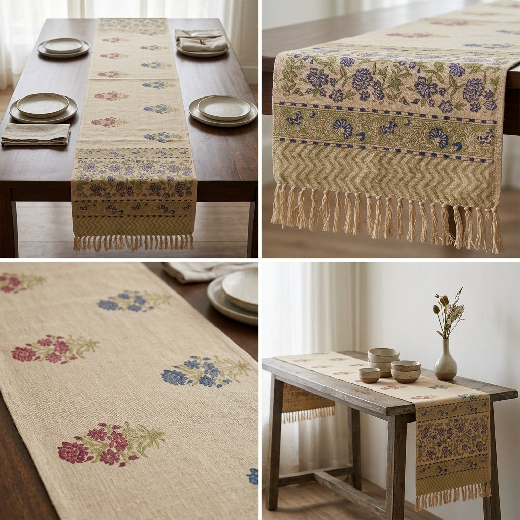 Jute Table Runner with Tassels – 16 × 72 Inches
