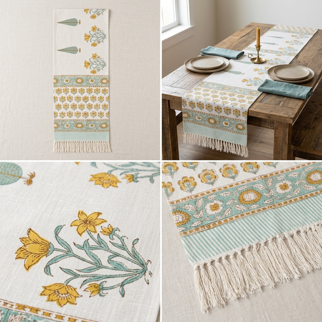 Jute Table Runner with Tassels – 16 × 72 Inches