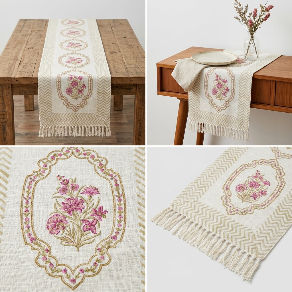 Jute Table Runner with Tassels – 16 × 72 Inches