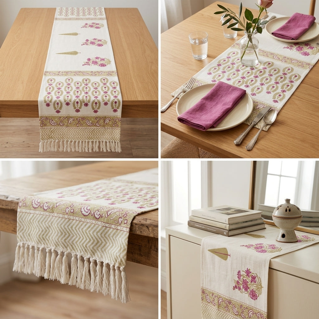Jute Table Runner with Tassels – 16 × 72 Inches