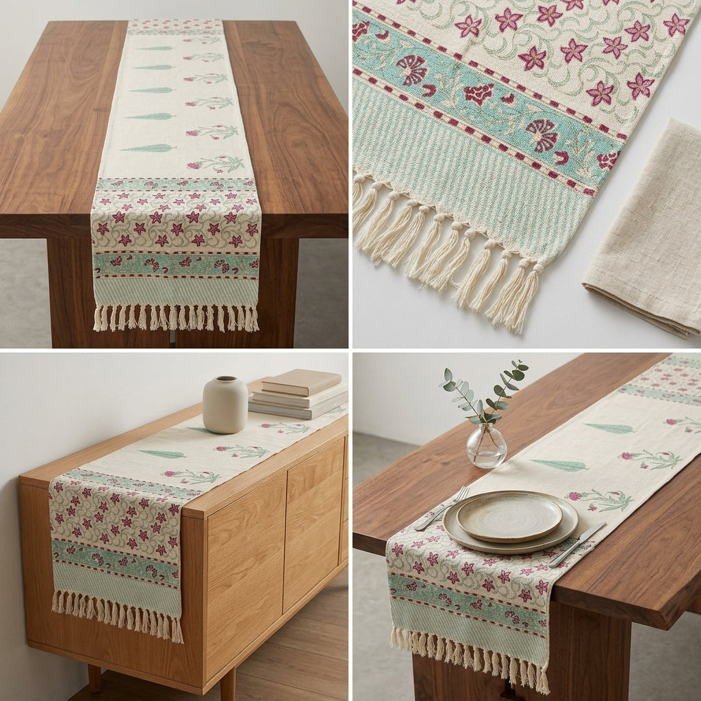 Jute Table Runner with Tassels – 16 × 72 Inches