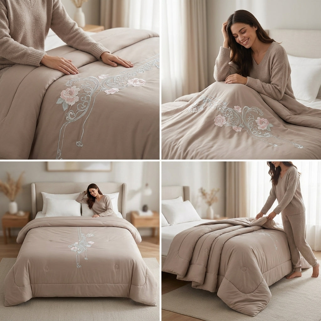 Jasmine Embroidery Reversible AC Comforter – Double Bed