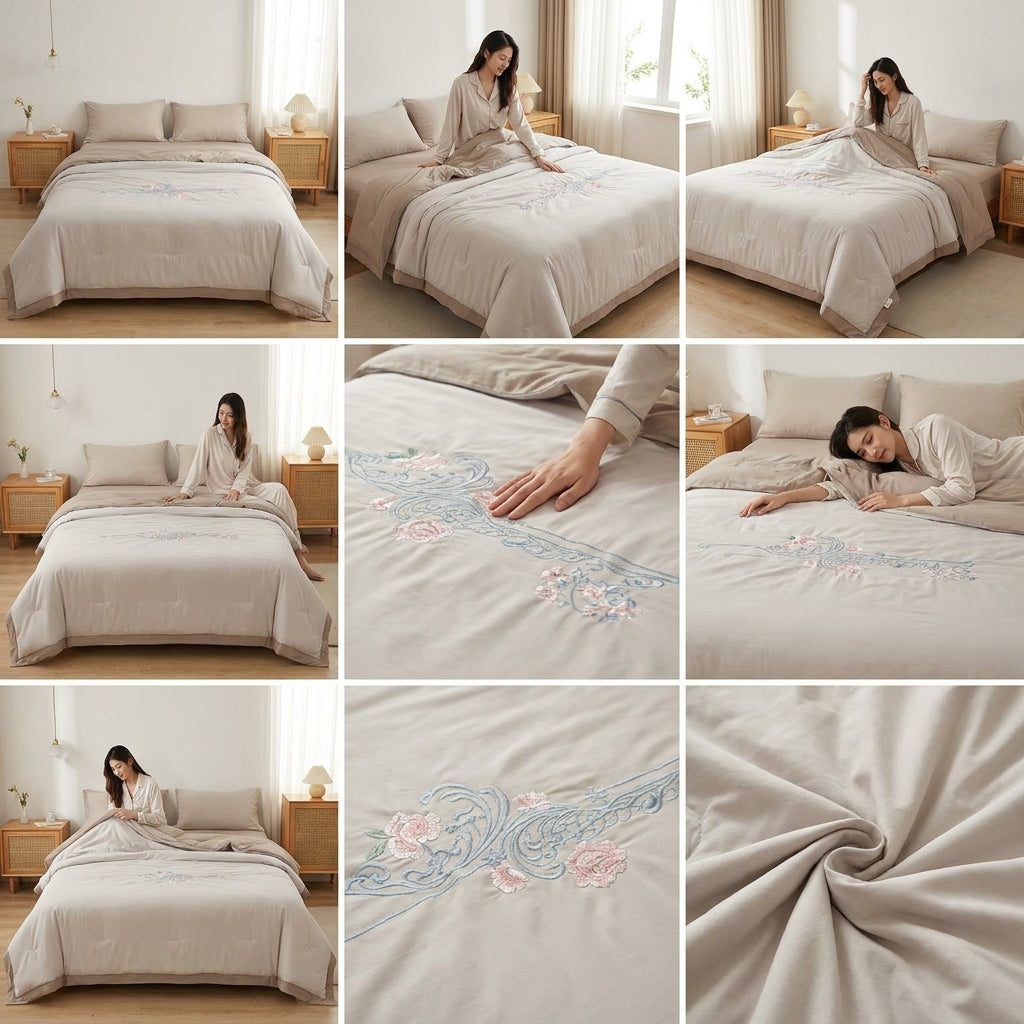 Jasmine Embroidery Reversible AC Comforter – Double Bed