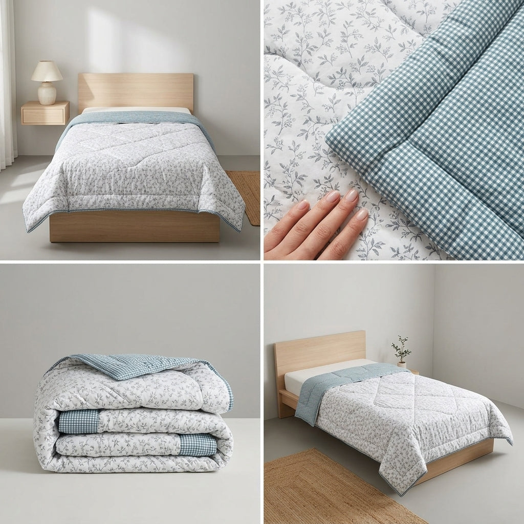 Reversible Comforter – Set Of 2 Single Bed Size (160 × 220 cm) 🌿