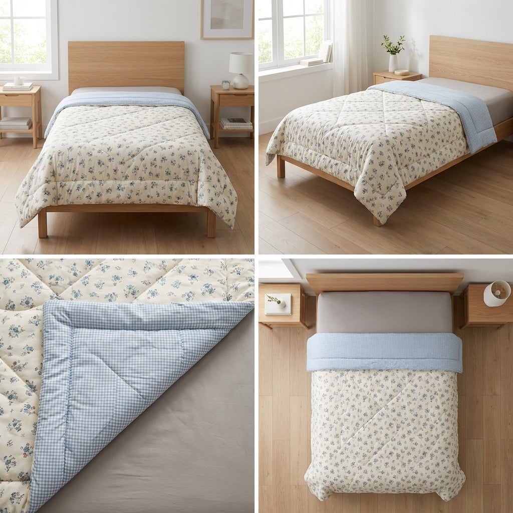 Reversible Comforter – Set Of 2 Single Bed Size (160 × 220 cm) 🌿