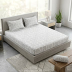 Classical Design Elastic/Fitted Bedsheets Pure Mulmul Cotton 108 BY 108 Inch Product Code :- 55B135RKEH
