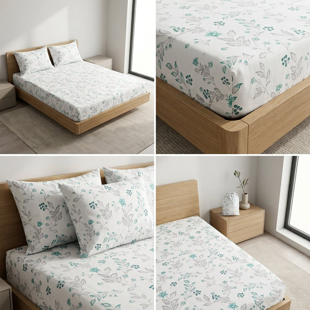 Classical Design Elastic/Fitted Bedsheets Pure Mulmul Cotton 108 BY 108 Inch Product Code :- 55B135RKEH