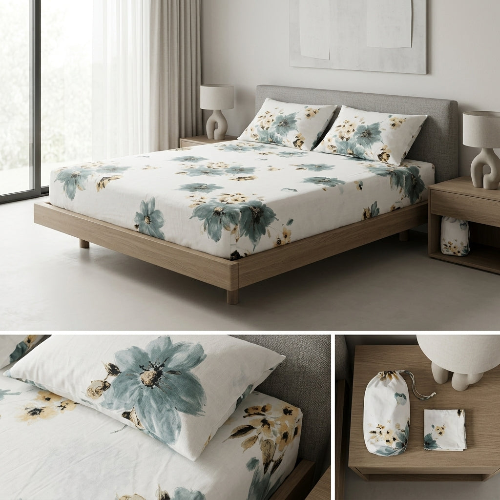 Classical Design Elastic/Fitted Bedsheets Pure Mulmul Cotton 108 BY 108 Inch Product Code :- 55B135RKEH