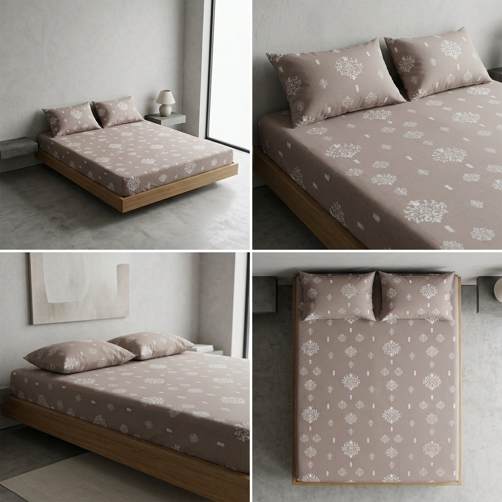 Classical Design Elastic/Fitted Bedsheets Pure Mulmul Cotton 108 BY 108 Inch Product Code :- 55B135RKEH