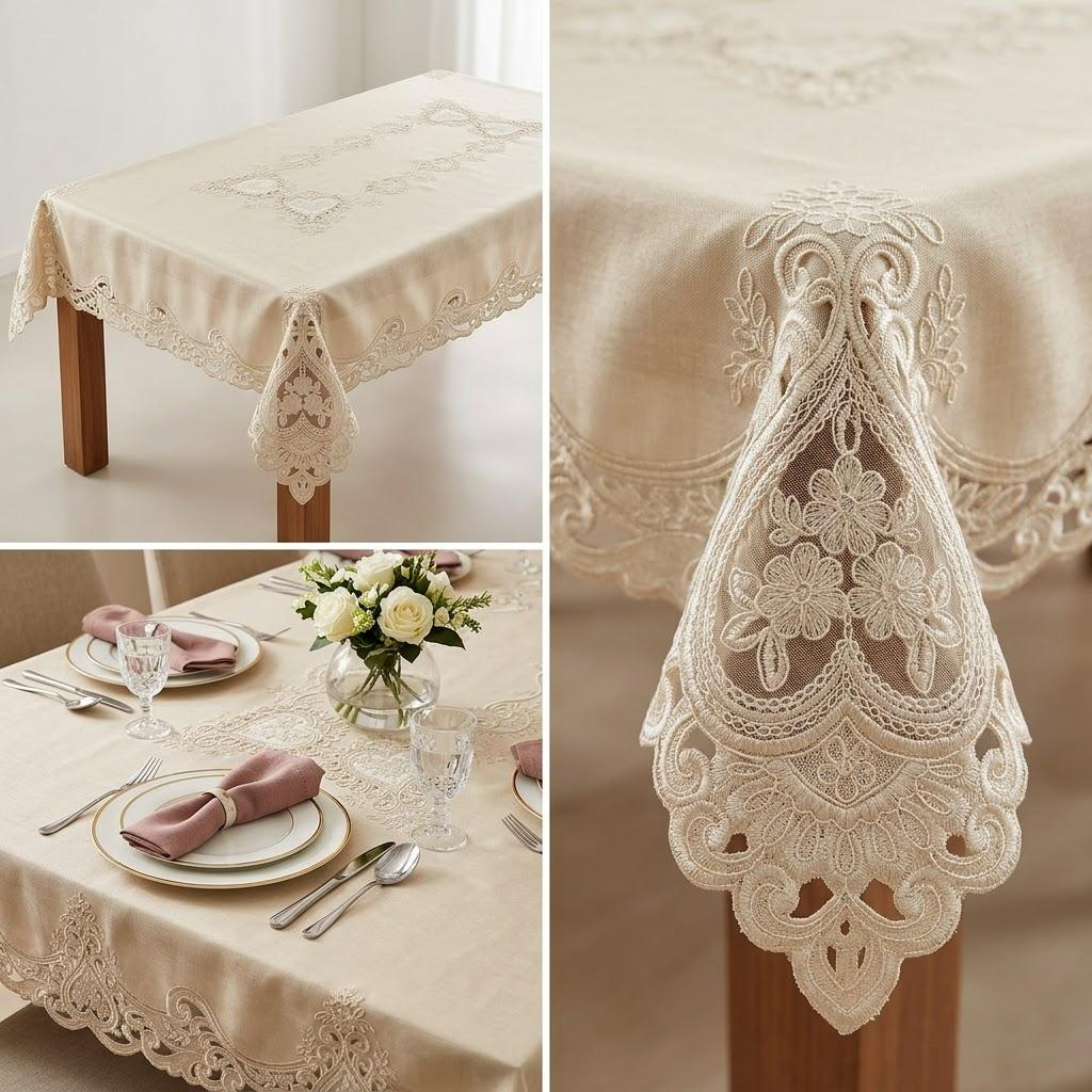 Embroidered Dining Table Cover | 6 Seater Luxury Collection