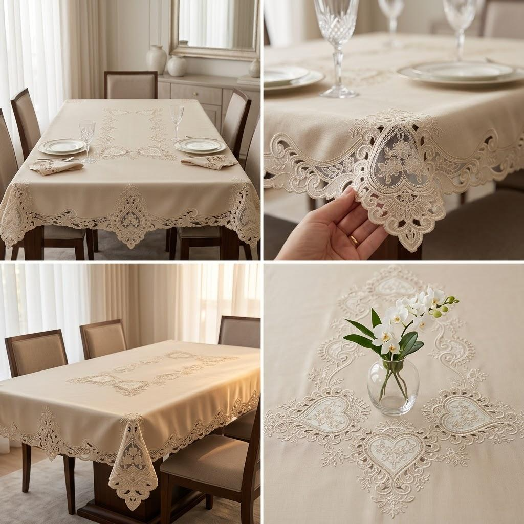 Embroidered Dining Table Cover | 6 Seater Luxury Collection