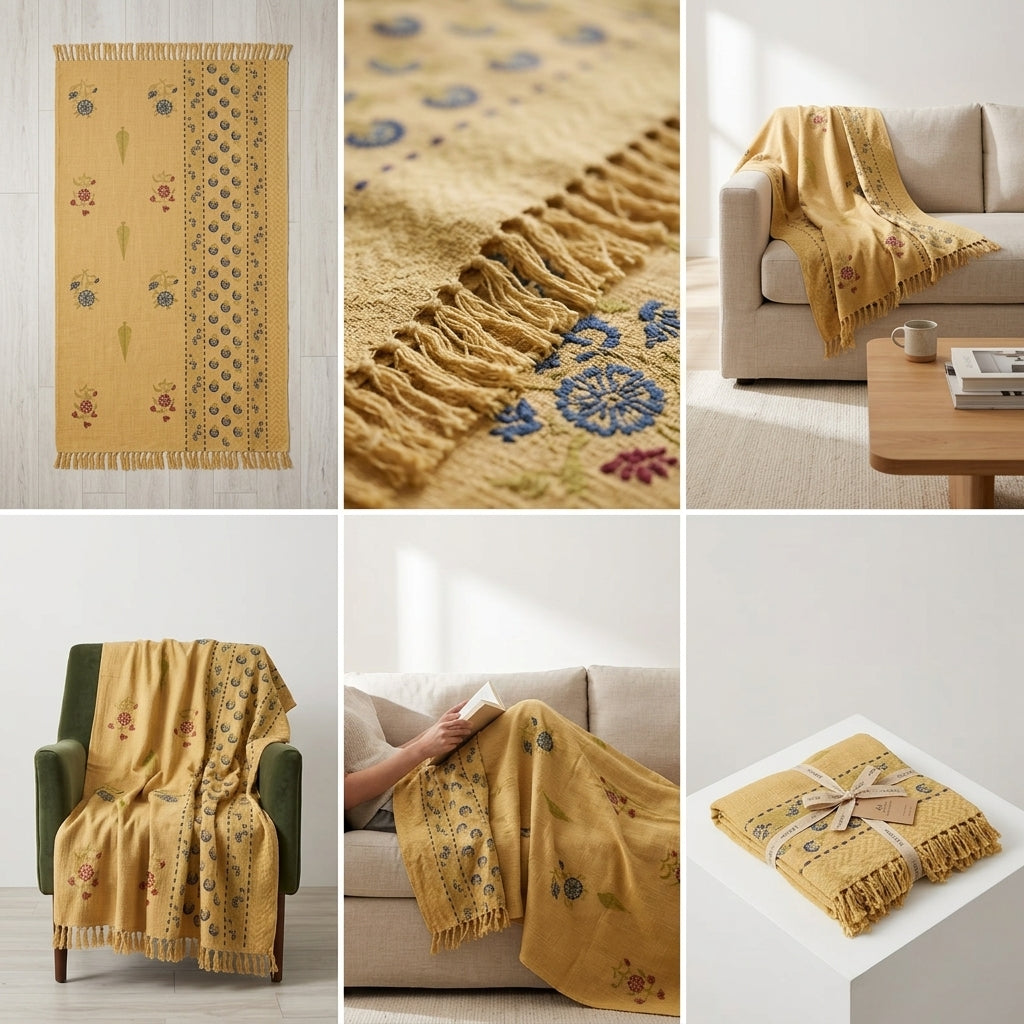 ✨ Khadi Sofa Throw – Handcrafted Elegance for Your Living Space ✨