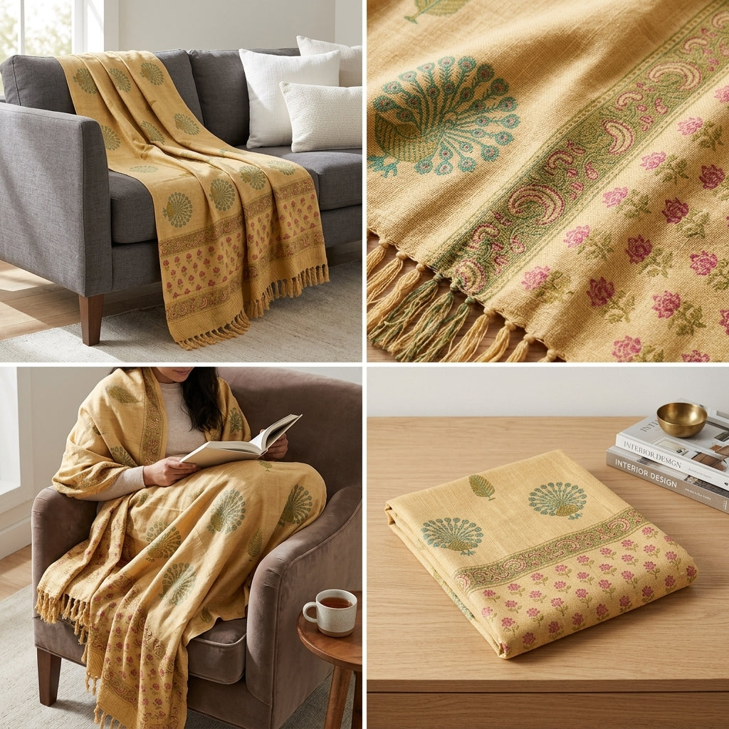 ✨ Khadi Sofa Throw – Handcrafted Elegance for Your Living Space ✨