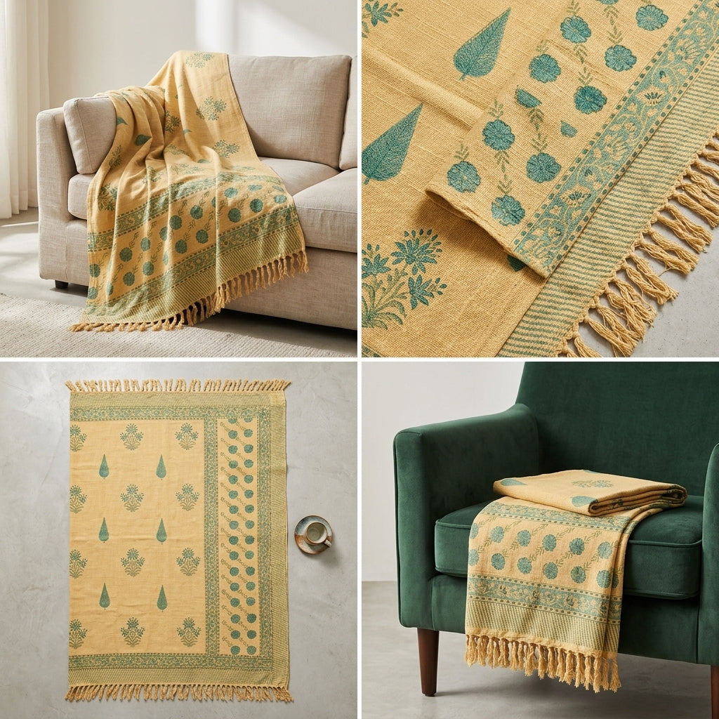 ✨ Khadi Sofa Throw – Handcrafted Elegance for Your Living Space ✨