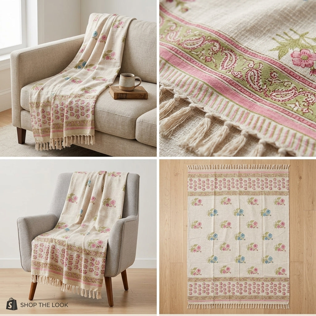 ✨ Khadi Sofa Throw – Handcrafted Elegance for Your Living Space ✨