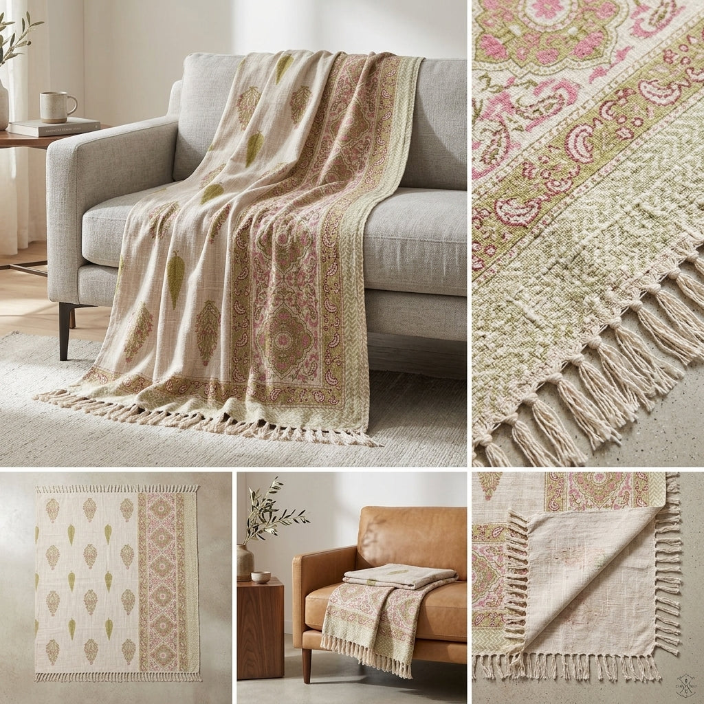 ✨ Khadi Sofa Throw – Handcrafted Elegance for Your Living Space ✨