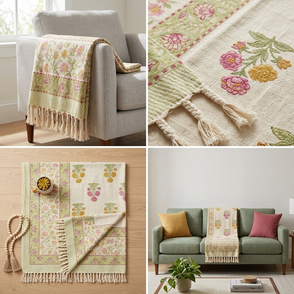 ✨ Khadi Sofa Throw – Handcrafted Elegance for Your Living Space ✨