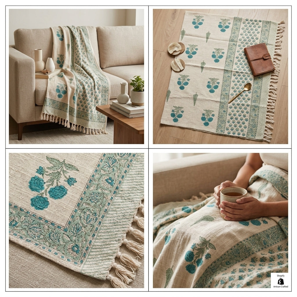 ✨ Khadi Sofa Throw – Handcrafted Elegance for Your Living Space ✨