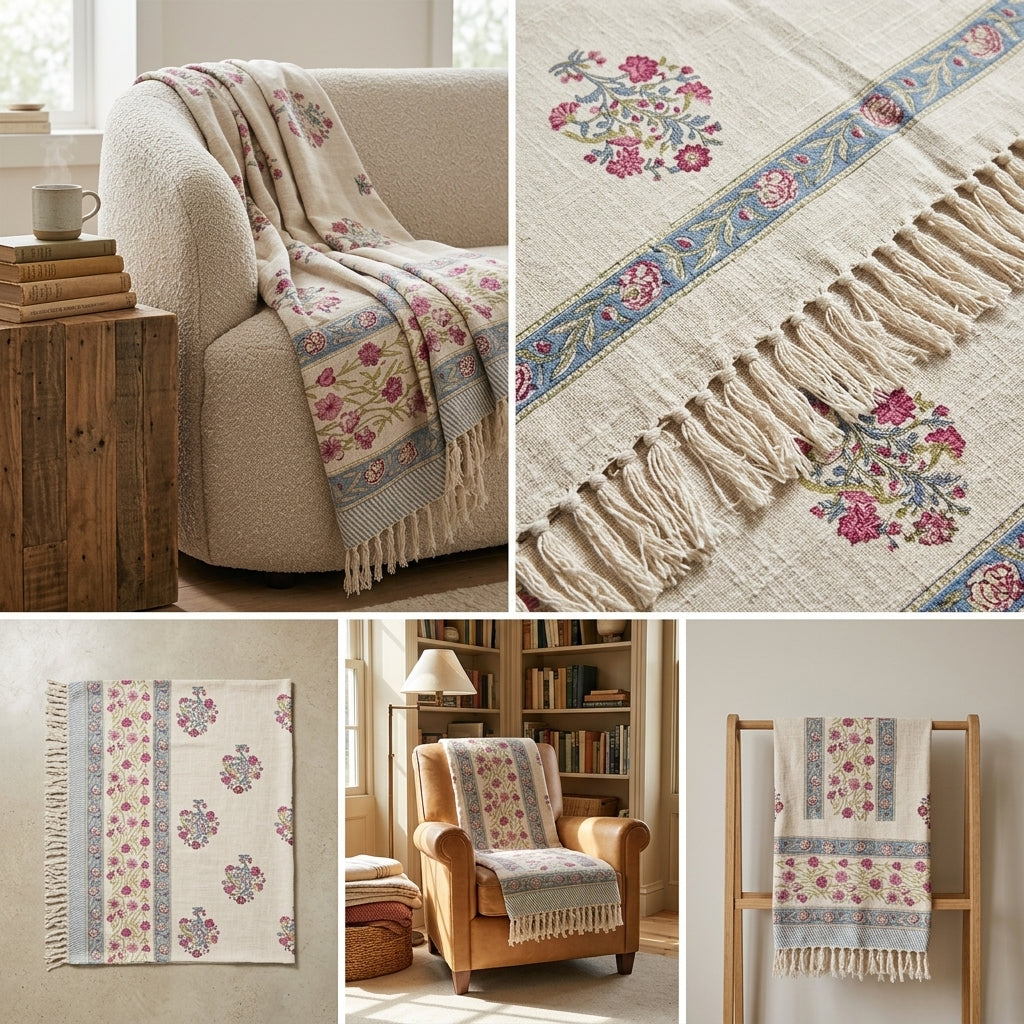 ✨ Khadi Sofa Throw – Handcrafted Elegance for Your Living Space ✨
