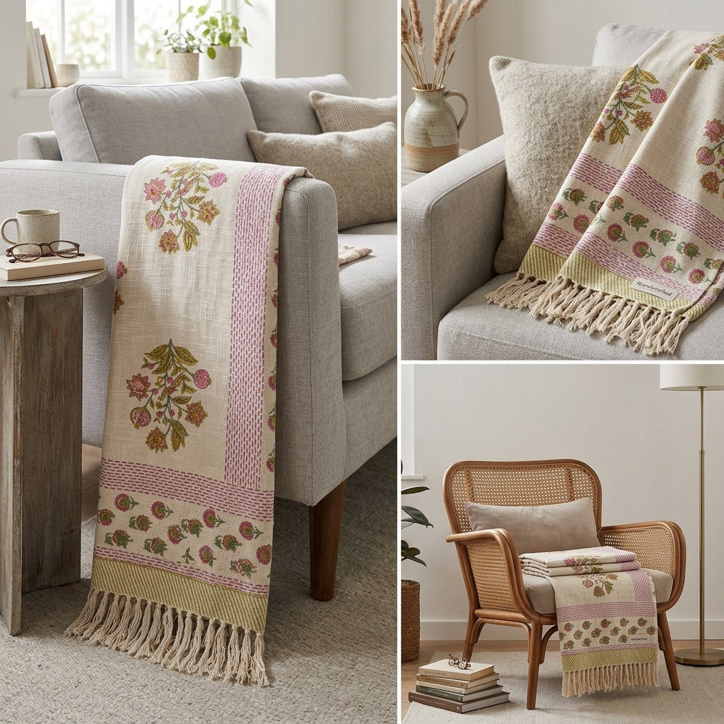 ✨ Khadi Sofa Throw – Handcrafted Elegance for Your Living Space ✨