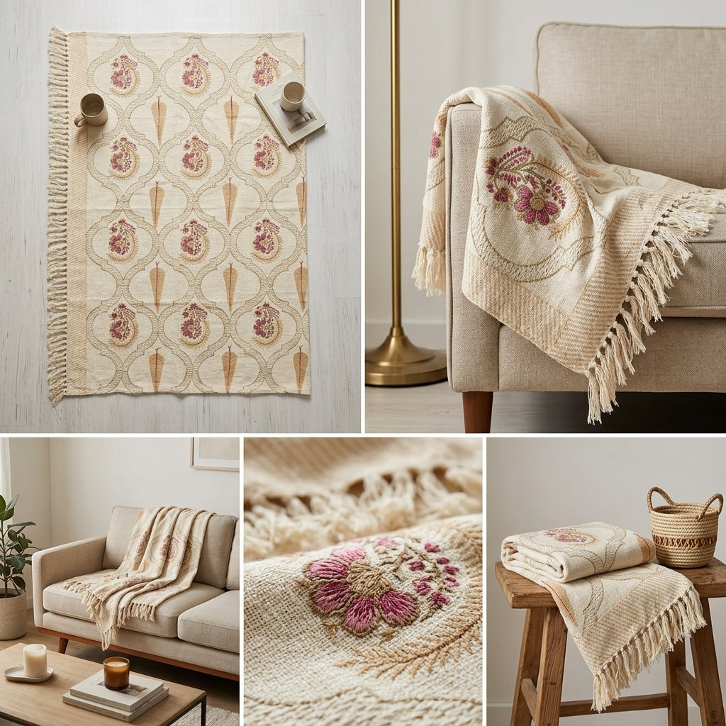 ✨ Khadi Sofa Throw – Handcrafted Elegance for Your Living Space ✨