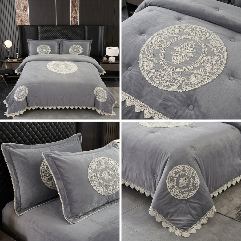 Luxury 4 Pcs Premium Rib Cotton Comforter Set