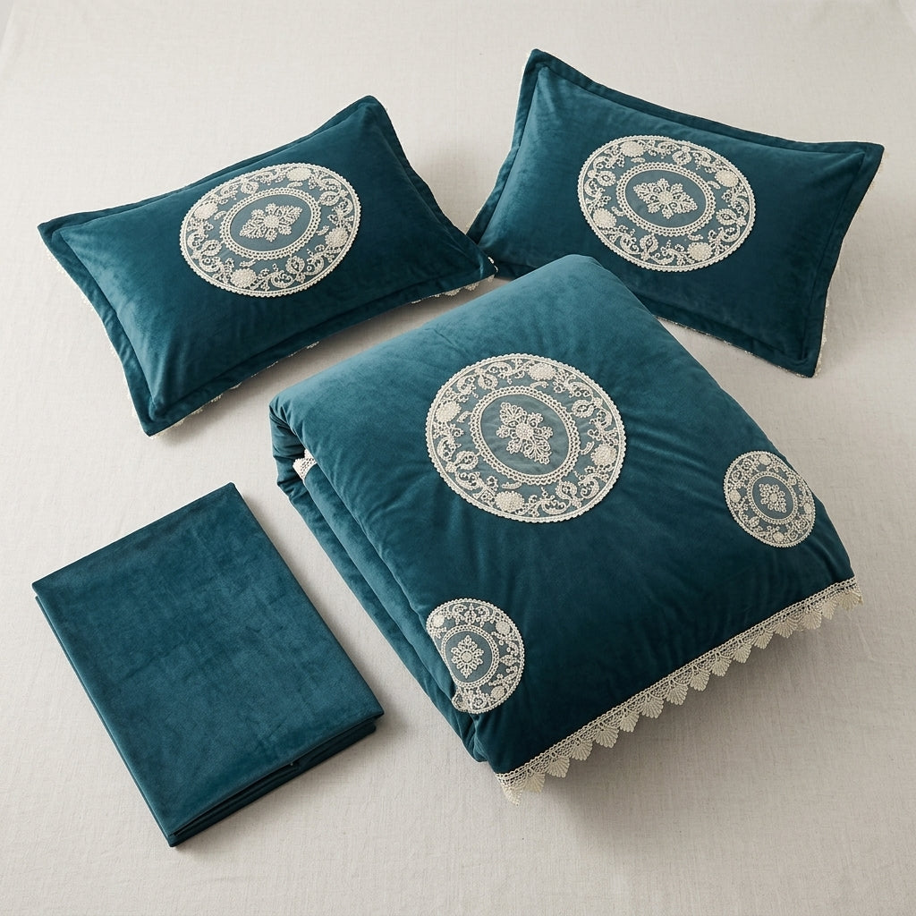 Luxury 4 Pcs Premium Rib Cotton Comforter Set