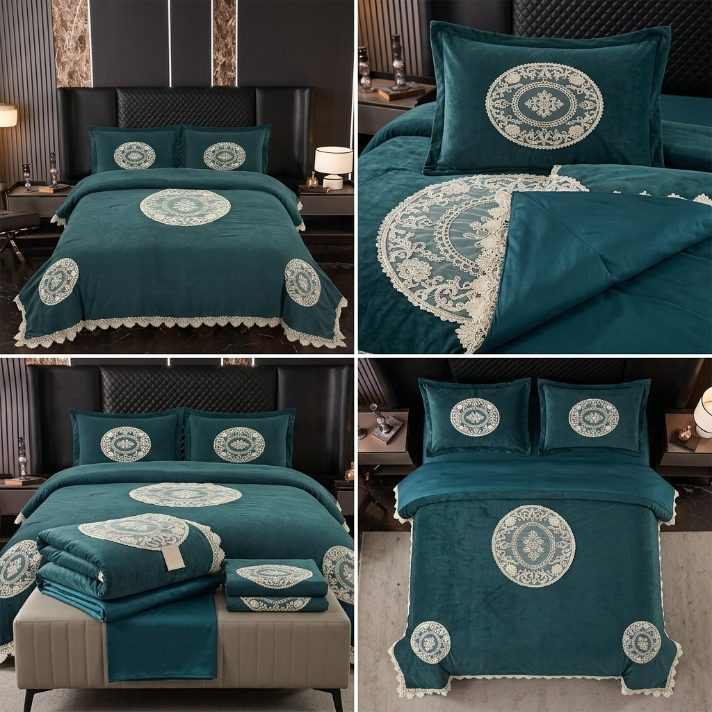 Luxury 4 Pcs Premium Rib Cotton Comforter Set
