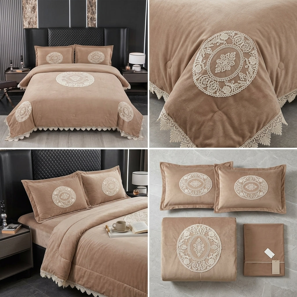 Luxury 4 Pcs Premium Rib Cotton Comforter Set