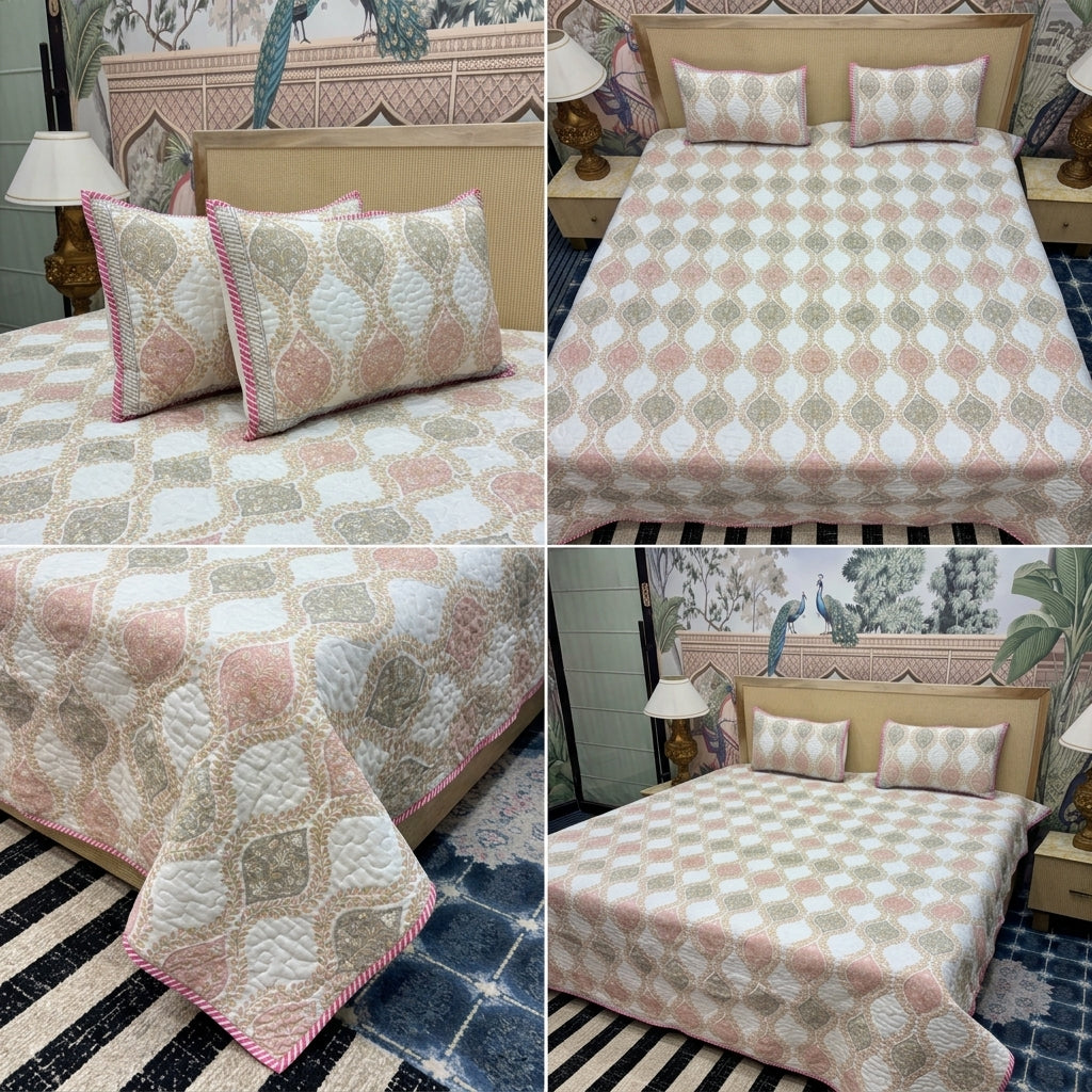 Quilted Reversible Bedcover – Pure Mulmul Cotton