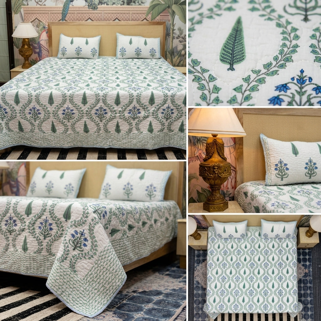 Quilted Reversible Bedcover – Pure Mulmul Cotton
