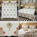 Quilted Reversible Bedcover – Pure Mulmul Cotton