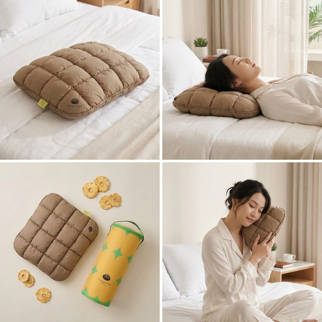 Premium Pineapple Bun Cervical & Neck Support Pillow – Organic Cotton