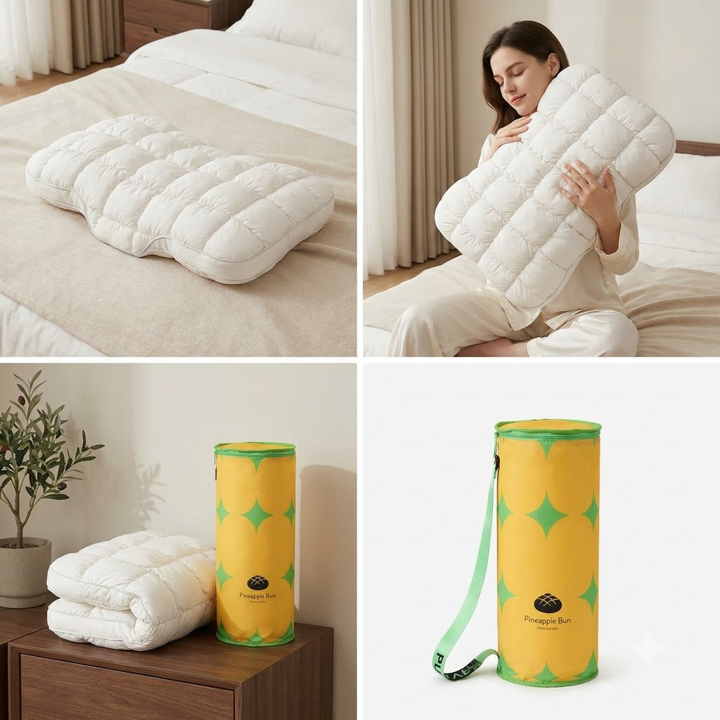 Premium Pineapple Bun Cervical & Neck Support Pillow – Organic Cotton