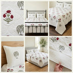 Motif Muslin Quilted Bedcover – 110 * 113 Inch Super King Size Luxury