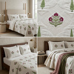Motif Muslin Quilted Bedcover – 110 * 113 Inch Super King Size Luxury