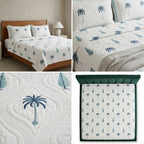 Motif Muslin Quilted Bedcover – 110 * 113 Inch Super King Size Luxury