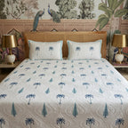 Motif Muslin Quilted Bedcover – 110 * 113 Inch Super King Size Luxury