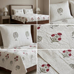 Motif Muslin Quilted Bedcover – 110 * 113 Inch Super King Size Luxury