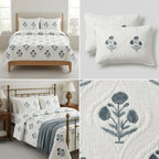 Motif Muslin Quilted Bedcover – 110 * 113 Inch Super King Size Luxury