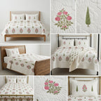 Motif Muslin Quilted Bedcover – King Size Luxury