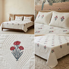 Motif Muslin Quilted Bedcover – King Size Luxury