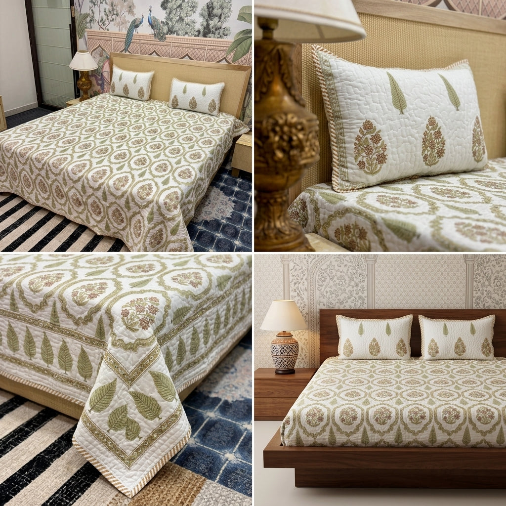 Quilted Reversible Bedcover – Pure Mulmul Cotton