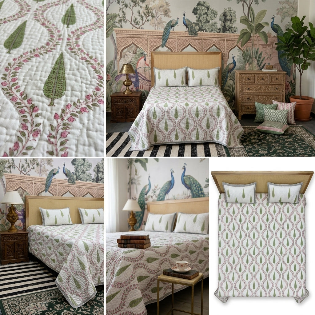Quilted Reversible Bedcover – Pure Mulmul Cotton